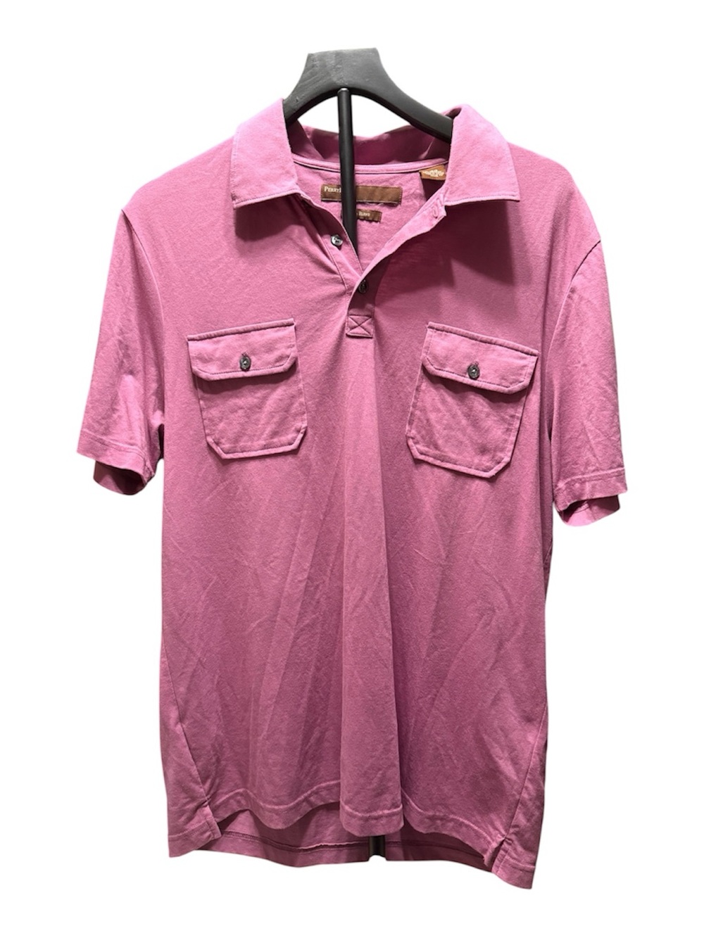 Perry Ellis Pima Blend Pink Polo Shirt Dual Pocket Men’s Size L